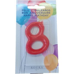 BOUGIE ANNIVERSAIRE ROUGE N 8