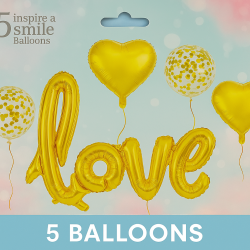 5 Gold Love-Style Balloons