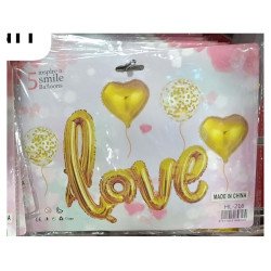 5 Gold Love-Style Balloons