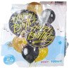7 Ballons Happy Birthday Noir & Or
