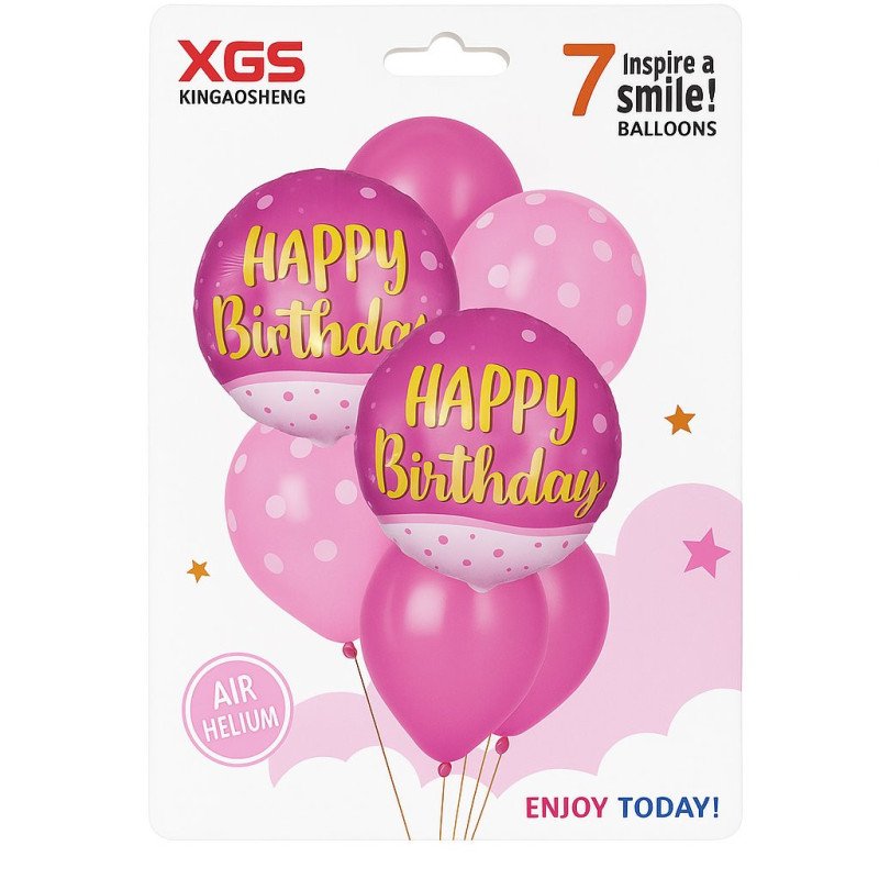 7 Ballons Happy Birthday Rose