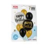 7 Ballons Anniversaire Noir, Or & Argent – Happy Birthday Luxe
