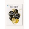 Ballons Happy Birthday Noir & Or – Kit Confettis Élégant