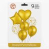 9 Gold Balloons with Heart & Star