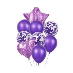 9 Purple Balloons with Star – Elegant & Glamorous Set