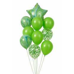 9 Ballons Verts avec Étoile – Kit Nature & Fête