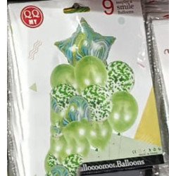 9 Ballons Verts avec Étoile – Kit Nature & Fête