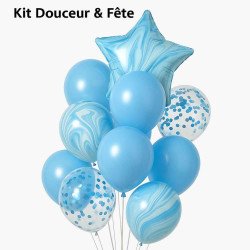 9 Light Blue Balloons with Star – Soft & Party Set