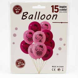 15 Ballons Roses Imprimés Chat – Kit Mignon pour Fête