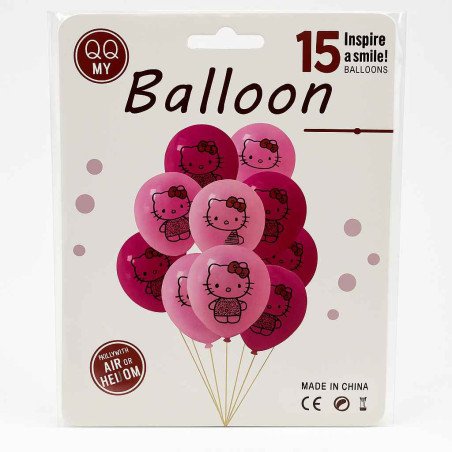 15 Ballons Roses Imprimés Chat – Kit Mignon pour Fête