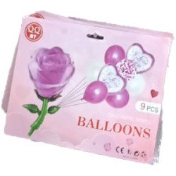 "Purple Love & Rose" Balloons – Set of 9