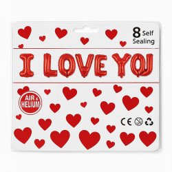 8 Red Letter Balloons "I LOVE YOU"