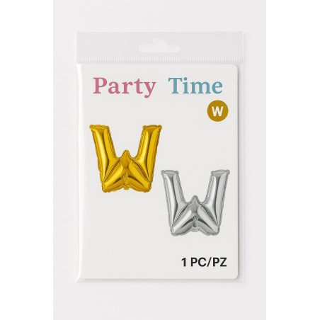 Ballon Lettrage 'W' - Or et Argent