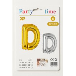 Ballon Lettrage 'D' - Or et Argent