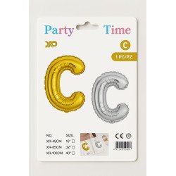 Letter 'C' Balloon - Gold and Silver