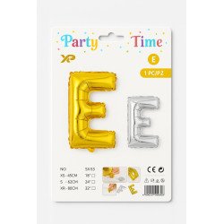 Letter 'E' Balloon - Gold and Silver