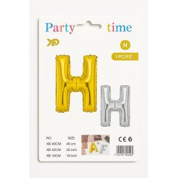 Letter 'H' Balloon - Gold and Silver