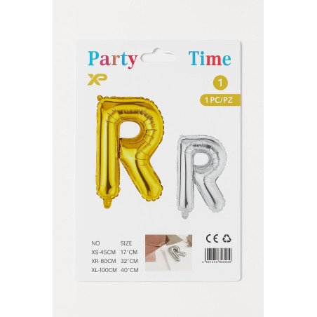 Ballon Lettrage 'R' - Or et Argent