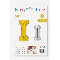 Letter 'I' Balloon - Gold and Silver