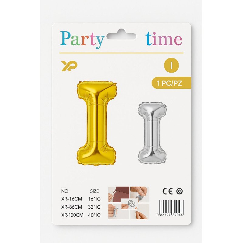 Letter 'I' Balloon - Gold and Silver