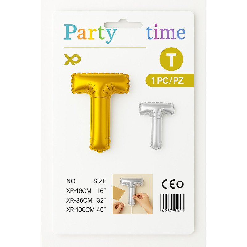 Letter T Balloon - Gold or Silver
