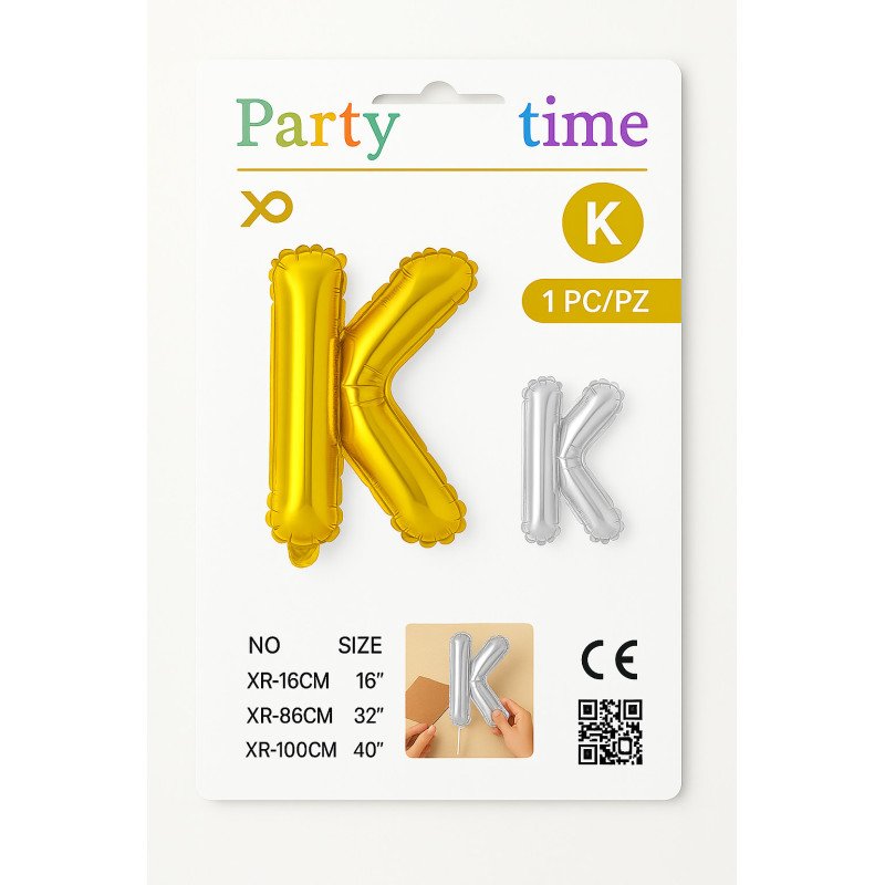 Letter K Balloon - Gold or Silver