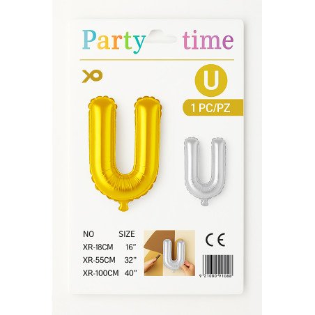 Letter U Balloon - Gold or Silver