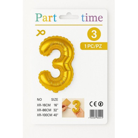 Ballon Chiffre 3 - Doré