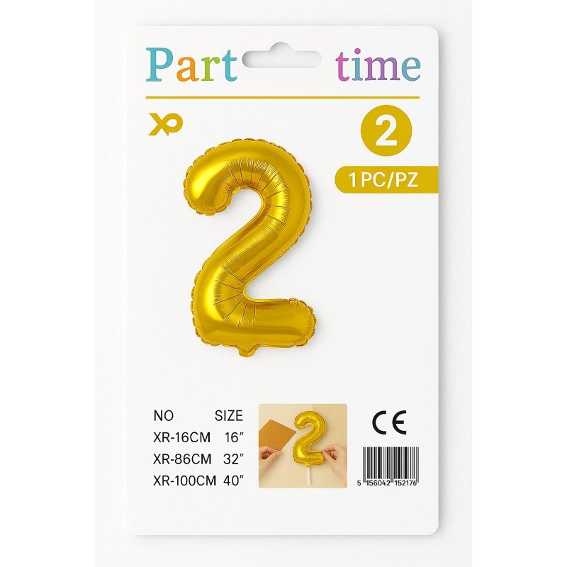 Number 2 Balloon - Gold