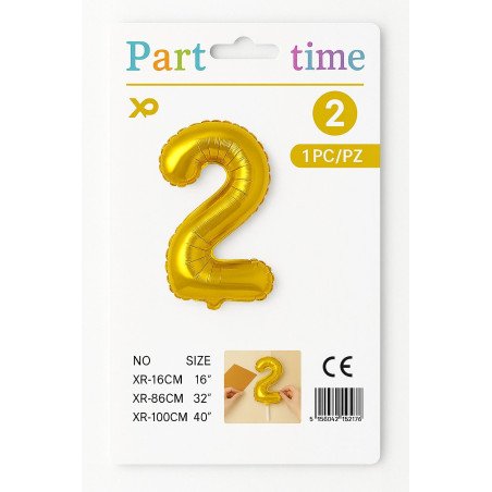 Number 2 Balloon - Gold