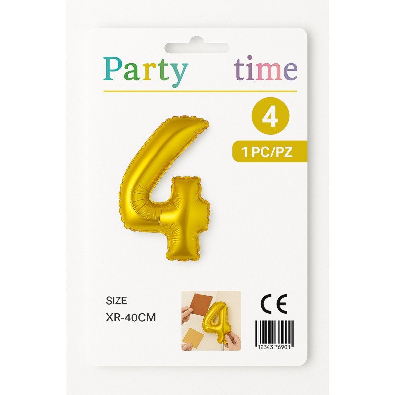 Number 4 Balloon - Gold