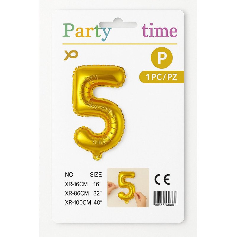 Number 5 Balloon - Gold