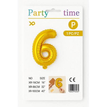 Number 6 Balloon - Gold