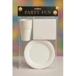 White Party Fun Tableware Pack 30 pcs