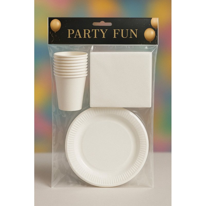 White Party Fun Tableware Pack 30 pcs