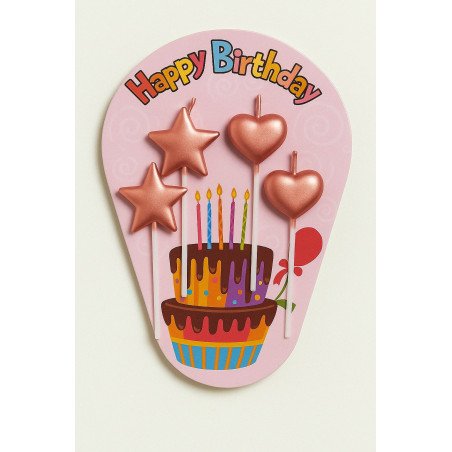 Rose Gold Birthday Candles – Stars & Hearts