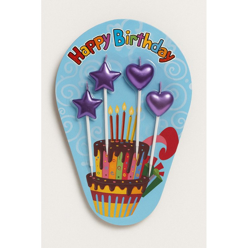 Purple Birthday Candles – Stars & Hearts