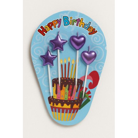 Purple Birthday Candles – Stars & Hearts