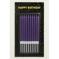 10 Metallic Purple Long Birthday Candles