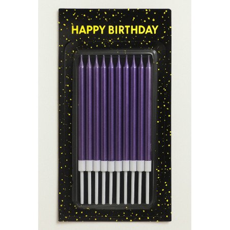 Metallic Purple Long Birthday Candles – Pack of 10