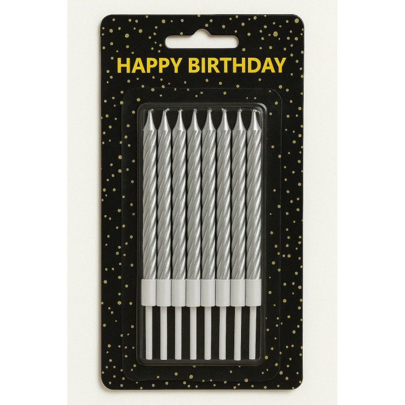 10 Bougies Torsadées Argentées