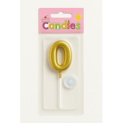 1 Gold Number 0 Candle
