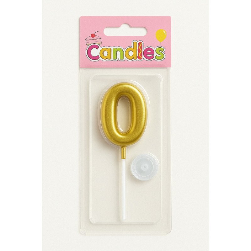 1 Gold Number 0 Candle
