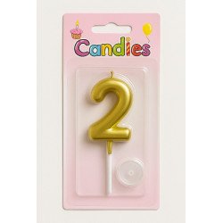1 Bougie Chiffre 2 Dorée
