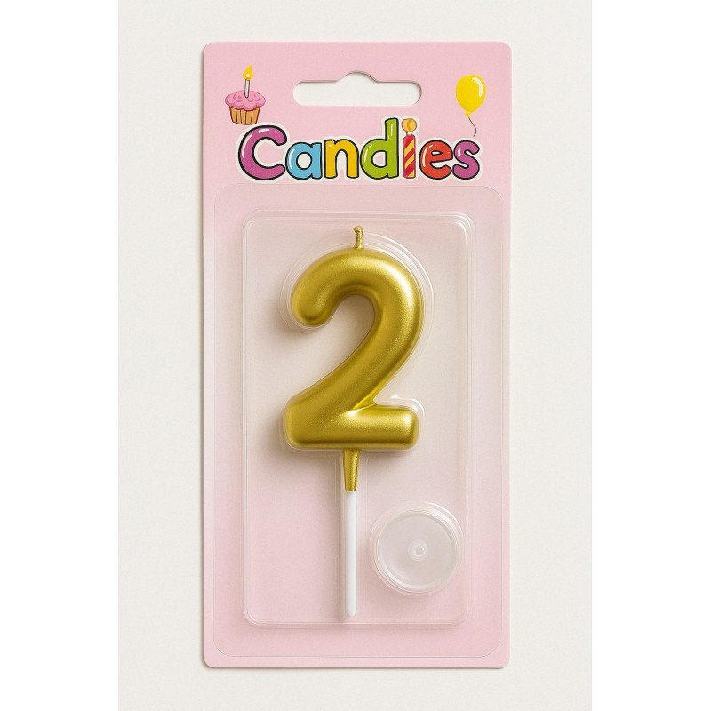 1 Bougie Chiffre 2 Dorée