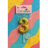 1 Gold Number 3 Candl