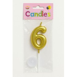 1 Gold Number 6 Candle