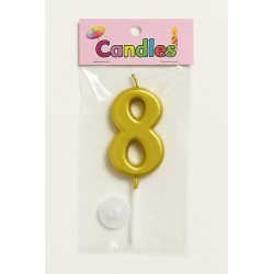 1 Bougie Chiffre 8 Dorée
