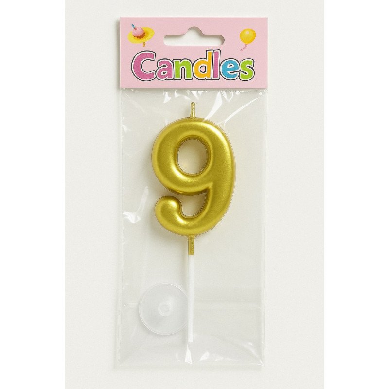 1 Gold Number 9 Candle