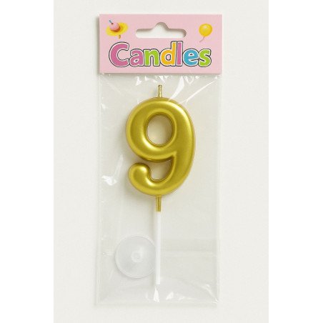 1 Gold Number 9 Candle